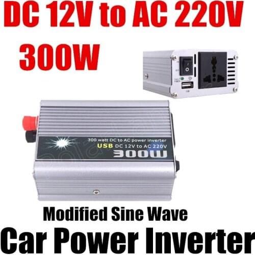 DC 12v to AC 220v USB charger modified sine wave car voltage transformer hot sale 300W car Power Inverter converter