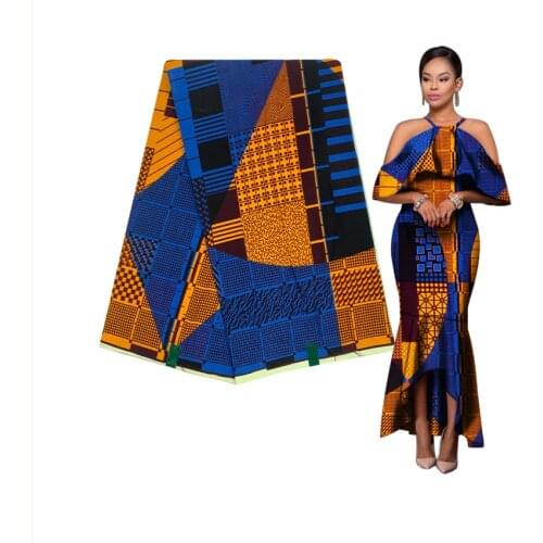 Hot Sale African Wax Fabric Cotton Material Nigerian Ankara Block Prints Batik Dutch High Quality Sewing Cloth 6yards HL8