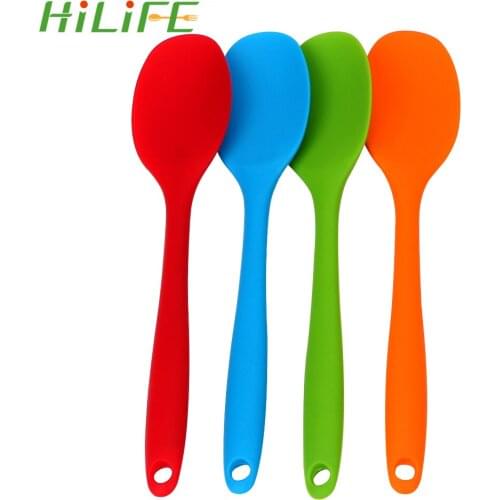 HILIFE Long-handled Mixing Spoon Kitchen Tools Silicone Spoon Kitchen Soup Spoons Cake Putty Spatula Tableware Cooking Utensils