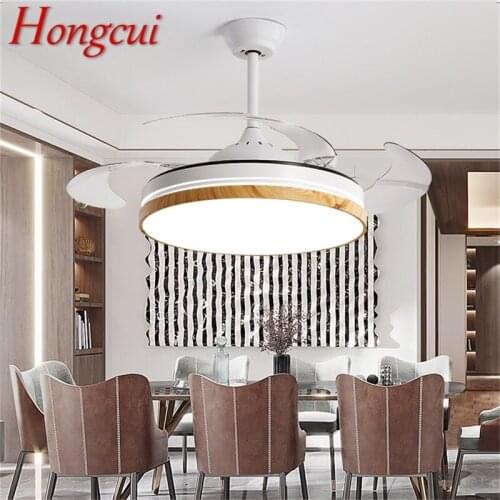 Hongcui Ceiling Fan Light Kit 3 Colors LED With Remote Control Invisible Fan Blade For Home Dining Room Bedroom Restaurant