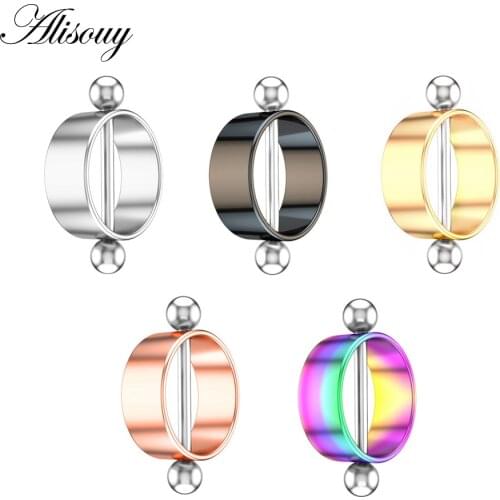 Alisouy 1PC 14G Barbell Round Nipple Rings Piercing Bar Ring Sexy Stainless Steel Nipple Shields Cover Punk Women Body Jewelry