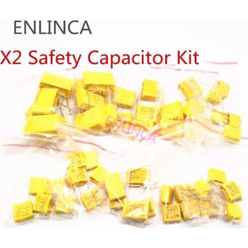 50Pieces X2 Safety Capacitor Kit 275VAC 102K-105K 1NF~1UF Assorted Kit Polypropylene film capacitor 102K 103K 223K 473K 224K 334