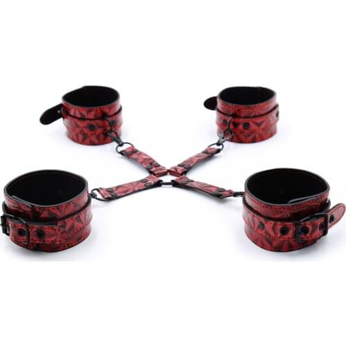 Leather Plush Handcuffs Cross-Bound Leather Pin Buckle Bundled Handcuffs Couples Toys