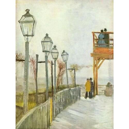 Lamps in the street by Vincent Van Gogh Reproduction oil painting Canvas art Handmade High quality
