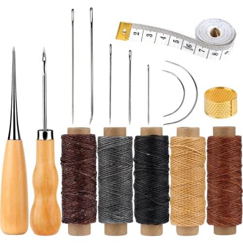 LMDZ Leather Sewing Tool Kit Handmade Sewing Needle Stitching Perforated Awl Wax Thread Set Accessories DIY Leather Craft Tools