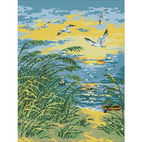 Beach seagull patterns counted 11CT 14CT 18CT 28CT Cross Stitch Set DIY Cross-stitch Kits Embroidery Needlework Home Decor