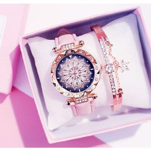 2021 New Fashion European popular style Women Watch + Bracelet Luxury Brand Quartz Watches Reloj Mujer Casual Leather Wristwatch