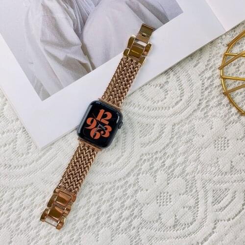 Braided Mesh Stainless Steel Strap for Apple Watch SE6 5 4 3 2 1 Business Wristband for iWatch Band 38/42mm 40/ 44mm Correa Link