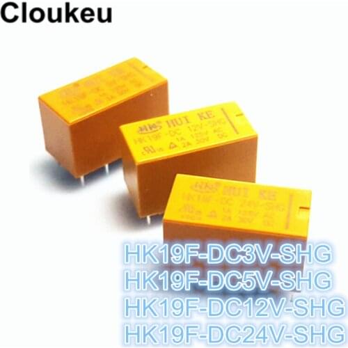 2Pcs Relay DIP8 HK19F- DC3V DC5V DC12V DC24V -SHG 3V 5V 12V 24V 1A