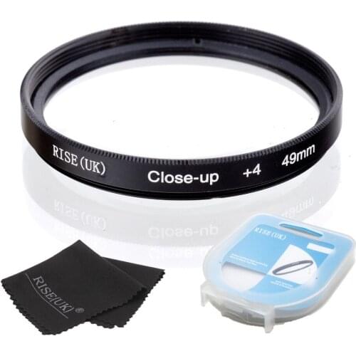 RISE(UK) 49mm Close-Up +4 Macro Lens Filter for Nikon Canon SLR DSLR Camera + filter case + gift