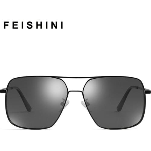 Feishini All-weather Snow Light Photochromic Sunglasses Men Polarized Night Vision Driver Glasses Man UV Protection Big Square
