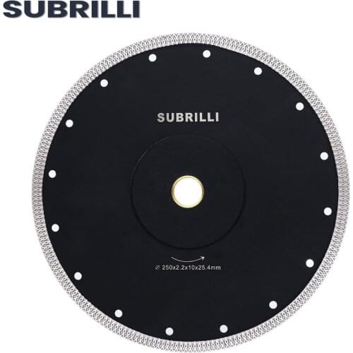 SUBRILLI 9" 230mm Mesh Rim Turbo Diamond Saw Blade super shin Diamond Porcelain Blade Tile Ceramic Granite Marble Cutting Blades