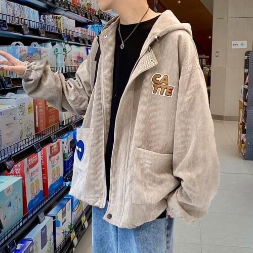 Embroidered Hong Kong style loose couple large size ins jacket jacket shirt men