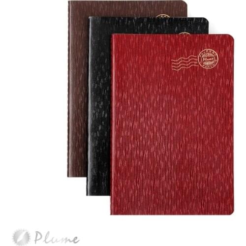 High End Red Black Brown Special Faux Leather Paper Sewing Soft Cover Notebook With Line Pages