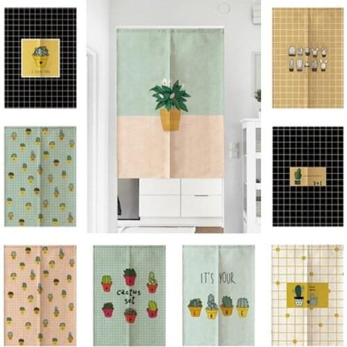 Nordic Door Curtain Cartoon Printed Half Curtains Dustproof Kitchen Drapes Removable Cabinet Cover Living Room Bathroom Decor