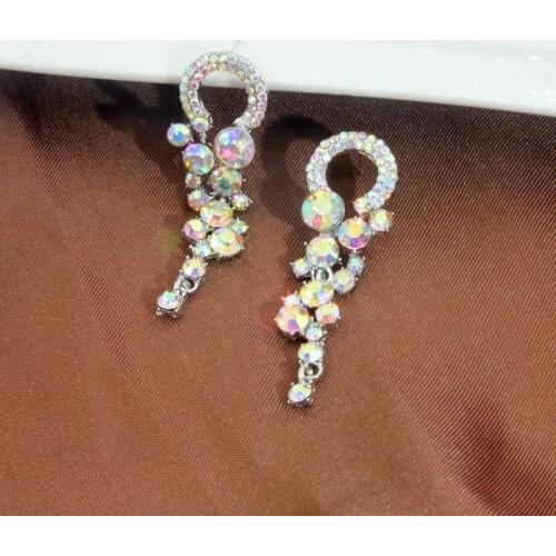 2020 Retro Luxury Flower Drop Earrings for Women Girls Temperament Colorful Rhinestone Black Color Earring Party Wedding Jewelry