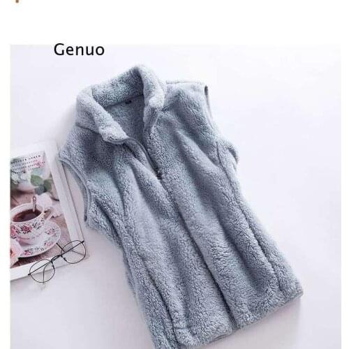 Woman Jacket Vest Double-Sided Coral Fleece Coat Vest for Women Chaleco Mujer