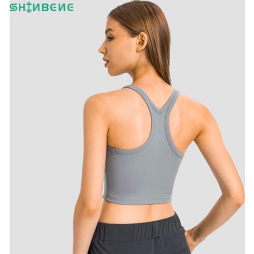 SHINBENE EVERYDAY Racerback Fitness Sport Bras Top Women Bare Naked Feel Gym Yoga Training Crop Top Vest with Built in Bra