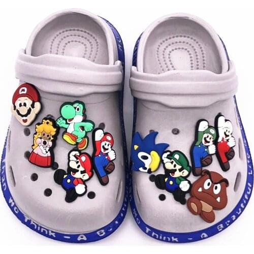 1pcs Cartoon Super Mario Luigi Mushroom PVC Soft Film Shoe-buckle Handmade DIY Accessories Shoes To Decorate Children Party Gift