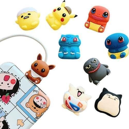 10Pcs Cute Bite Anime Digimon Cartoon Cable-Winder USB Data Line Protector Cord Cover Silicone Decorate Accessories