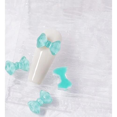 10pcs Cute Bow 3D Nail Art Decorations Semi Transparent Candy Colorful Bowknots Japanese Nail Ornaments DIY Manicure Accessories
