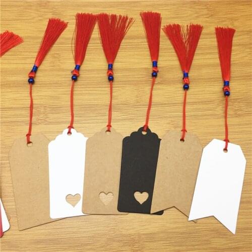 100Pcs/Lot 8x4cm Various Color Kraft Paper Tag scallop head wedding party notes tag clothing Jewelry Decoration Hang Tags Custom