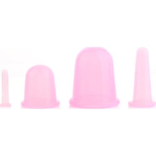 4 pcs/set Silicone Cupping Cup Body Massage Anti Cellulite Silicone Vacuum Cans Massager Health Care For Eye Neck Back Arm Face
