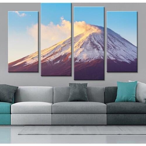 Home Decoration Posters Frame Living Room 4 Piece/Pcs Snow Mountain Landscape Modern Wall Art Pictures HD Printed Painting