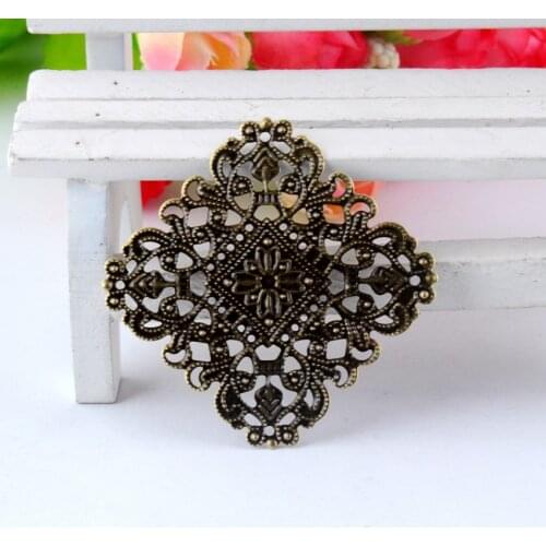 50Pcs Ancient Bronze Filigree Square Wraps Connectors Jewelry Findings Connectors 40x40mm