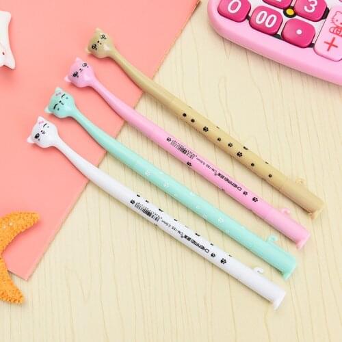 60 pcs/lot wholesale cute gel pen cat cartoon cat gel pen kawai cute kawaii stationery pens canetas material escolar cat gel pen
