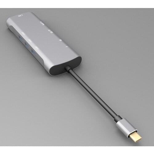 9 in1 Type-C to HDMI USB 3.0 TF SD Card Reader Gigabit Ethernet Rj45 Lan Hi-Speed USB Hub Splitter Hub Adapter