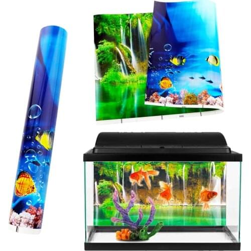 Aquarium Ocean Plants Background Poster Fish Tank 3D Underwater World Landscape Decor Double-sided Backdrop Wallpaper Sticker
