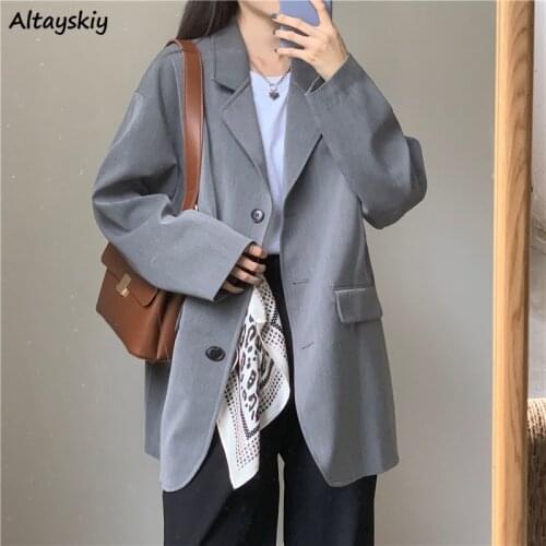 Blazers Women Long Sleeve Outerwear Leisure Office Ladies All-match Korean Style Mujer Fashionable Ulzzang Popular Spring Solid