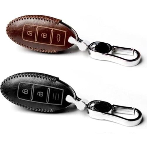 Genuine Leather Car Remote Key Case Cover For Nissan Rogue XTrail T32 T31 Qashqai J11 J10 Kicks Tiida Pathfinder Murano Juke