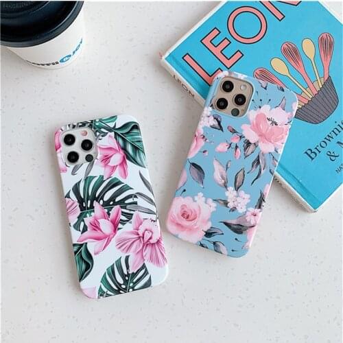 KJOEW Case For iPhone 12 Pro Max 11 Pro Max XS Max XR X 7 8 Plus SE 2020 12 Mini NEW Fashion Pretty Flowers Straight Edge Cover