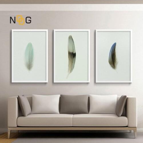 NOOG Nordic Decorative Minimalist Feather Pop Wall Art Canvas Poster And Printed Canvas Painting Living Room Decoration Picture