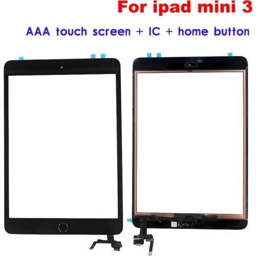 For iPad Mini 3 Mini3 Touch screen panel digitizer + home button + IC assembly parts Replacement Tablet PC