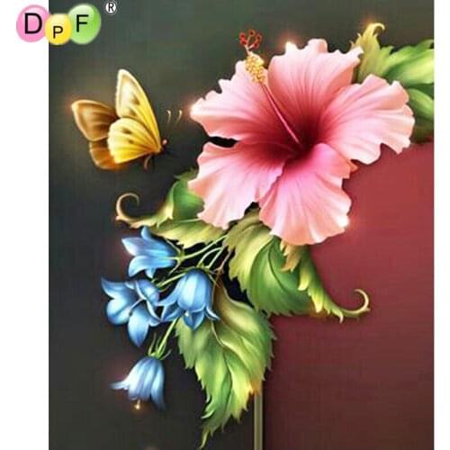 DPF 5D Round full Diamond Embroidery Needlework morning glory butterfly Diamond painting Cross Stitch diamond Mosaic decor craft