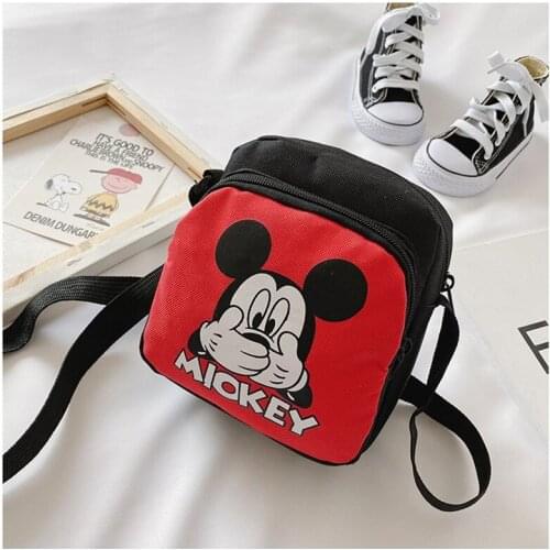 Disney canvas bag summer new small square bag Mickey print multi-function shoulder messenger bag coin purse