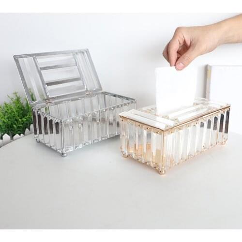 Crystal Tissue Box Home Hotel Car Removable Tissue Case Cosmetic Pen Holder Tools Desktop Storage Racks Decor Paper Towel Holder