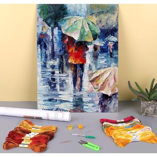 Oil Painting Style Printed 11CT Cross Stitch DIY Embroidery Set DMC Threads Hobby Handiwork Knitting Needlework Decor
