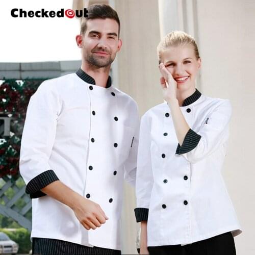 Chefs Overalls Jacket Adult Long Sleeves Kitchen Uniform Male Western Restaurant Wear Womens Summer Chef Jacket B-6249