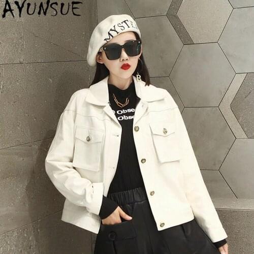 AYUNSUE Genuine Leather Jacket Women Casaul Spring Real Sheepskin Coat 2021 Fashion Korean Womens Clothing Veste Cuir Femme