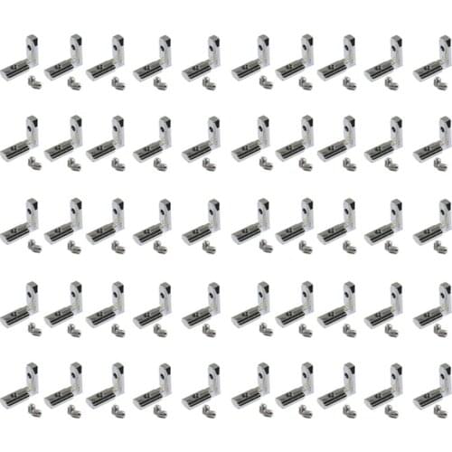 HOT 50 Pcs L-Shaped Angle Slot Aluminum Angle Bracket Inner Joint Bracket Round-Trip Aluminum Profile for 2020 Series