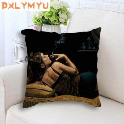 Linen Cushion cover Sexy lady image printed Pillowcase Throw Pillow Sofa Car Bed Decoration