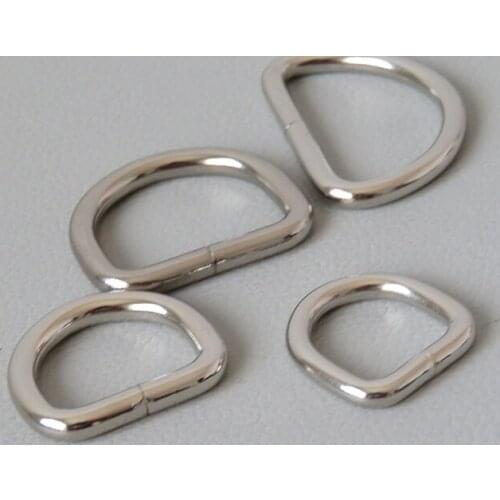 100 Pcs 10mm 12mm 15mm 20mm 25mm 32mm Metal Semi-Circular D Ring Buckle Strap Loop For Bag Backpack Dog Collar Clasp Accessory
