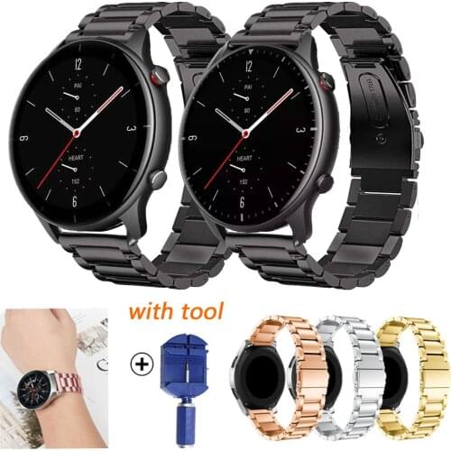 GTR 2E Metal Strap For Xiaomi Huami Amazfit GTR 47 42mm GTR2 GT2 Pro Bracelet Amazfit BIp S U Correa Stainless Steel wristband