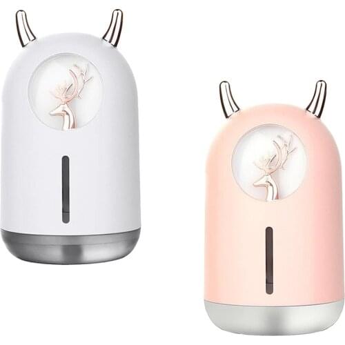 Lovely Pets Shape Air Humidifier 600ML Cute Ultrasonic Cool Mist Aroma Oil Diffuser Romantic Color LED Lamp USB Rechargeable