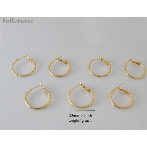 MIN ORDER 10$ CAN MIX/SEVEN STYLES IN SAME SIZE DIFFERENT PATTERN YELLOW GOLD COLOR GP HOOP 23MM PLAIN BAMBOO MOON SNAKE EARRING