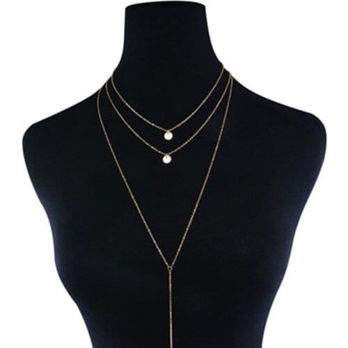 Multilayer Gold Coin pendant Necklace for Women Simple New Fashion Choker Necklaces collar Neck Chain collier femme Jewelry Gift